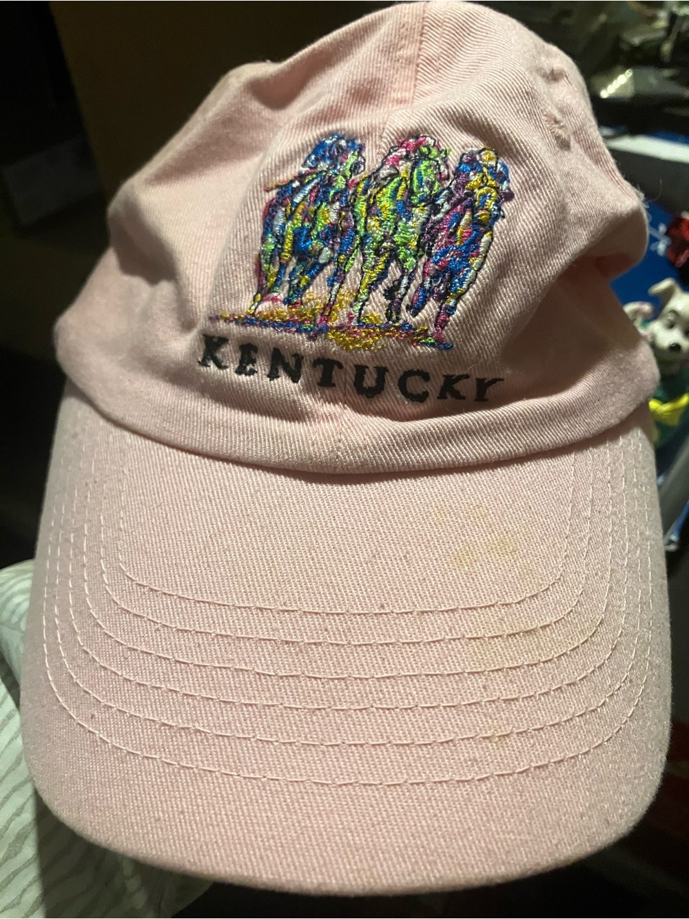 Vintage Kentucky Derby horse racing embroidered strap back ball cap hat osfa